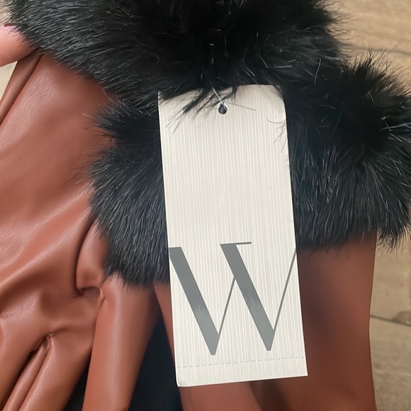 Brown Faux Leather Gloves - Picture 4 of 8